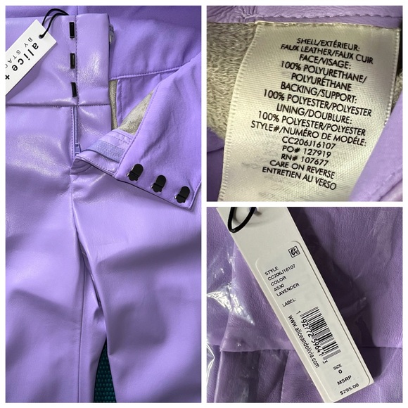 Alice + Olivia Olivia Vegan Leather Bootcut Lavender Purple Pant - Picture 15 of 16